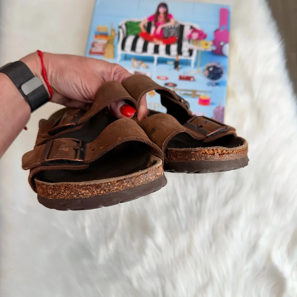 Birkenstock Arizona Tan Double Strap Sandals - Picture 2 of 10